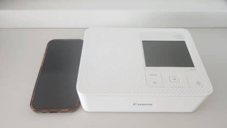 캐논 포토프린터 CP1500에 인화지 세트를 미장착한 모습
